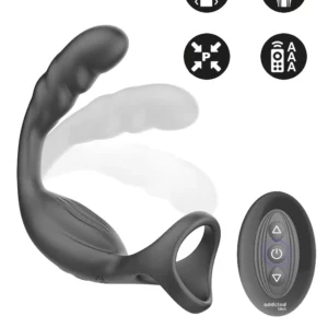 Dual Prostatic Cock Ring Remote Control Prostatavibrator med penisring