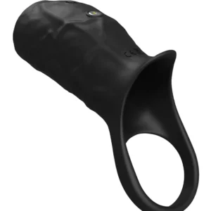 Vibrating Open Cock Sleeve Black Penisförlängare/Sleeve med vibrator