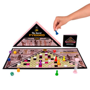 The Secret Pyramid erotiskt brädspel förpackning och komponenter