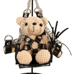 BDSM nalle SM Teddy with Swing i svart imitationläder med mini-sexswing