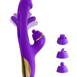 Siter 3 Rabbit-vibrator med fladdrande tunga och utbytbara munstycken