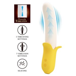 Banana Vibrator Geek — glansig multifunktionell vibrator med thrusting och vibrationer