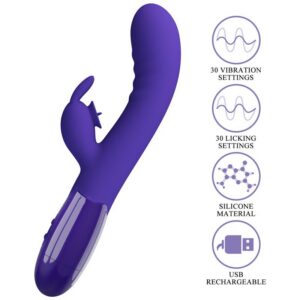 Cerberus rabbitvibrator med böjd design och klitorisstimulans i silikon