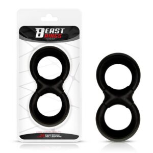 Beast Rings dubbel penisring i silikon, 25 mm, med två ringar