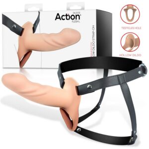 Action Strap-On Hollow Dildo L – ihålig realistisk dildo med justerbar sele