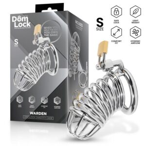 Domlock Warden Metall-Penisbur S med öppen spiraldesign för kyskhetskontroll