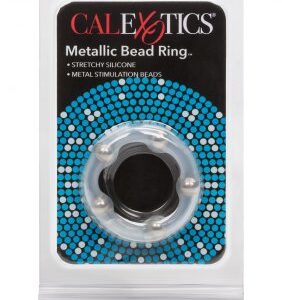 Metallic Bead Ring penisring i silikon med fem metallpärlor