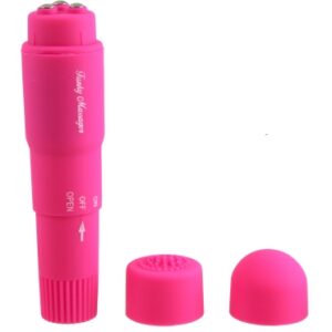 Sammetslen Funky Massager vibrator i rosa med utbytbara toppar
