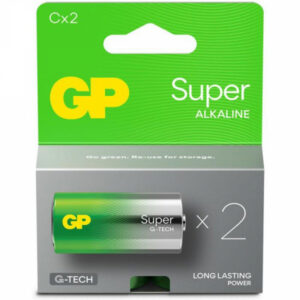 Två super alkaliska R14 C batterier 2-pack med långvarig kraft