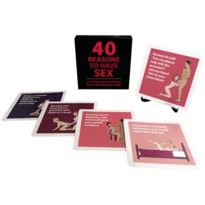 Förpackning av 40 sexkort med ställningar och humoristiska texter för paren