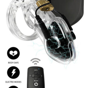 Electro Cock Cage transparent peniskorg med elektrisk stimulering