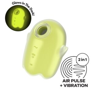 Glowing Ghost fluorescerande lufttrycksvibrator i gult silikon med ovalöppning