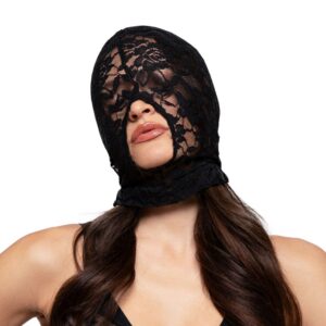 Svart spetsmask från Bedroom Fantasies för BDSM-lek i andningsbar lace