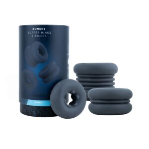 Set med tre flexibla penisringar Boners Buffer Rings i mjukt TPE-material