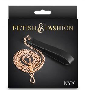 Bondage-koppel Nyx med gyllene nickelfri kedja och mjukt handtag
