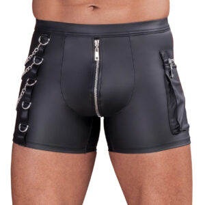 Tight sittande NEK Pants i matt svart stretch med vadderad dragkedja