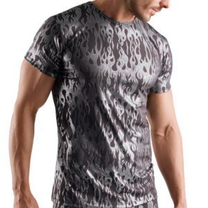 Metallic Svenjoyment Shirt – svart shirt med silvermönster och korta ärmar