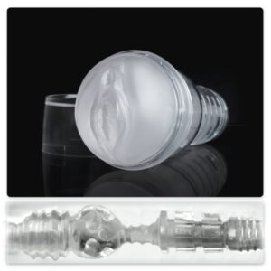 Genomskinlig värmbar masturbator Fleshlight Ice Lady Crystal med strukturerad insida