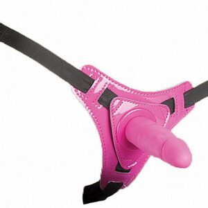 Rosa strap-on Ouch med justerbar sele och samvetslent silikon