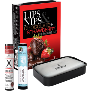 Lips & Nips smakkit med choklad- och jordgubbesmak för läppar och bröstvårtor