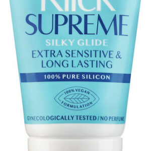 Flaska med Klick Supreme silikonbaserat glidmedel och pump