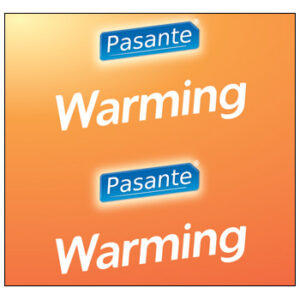 Pasante Warming värmande ribbad kondom, 19 cm längd