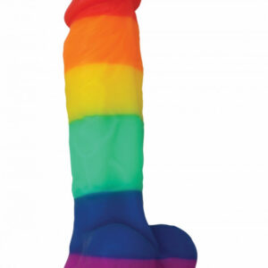 Pride Edition Dildo med regnbågsdesign, markerat ollon och sugpropp