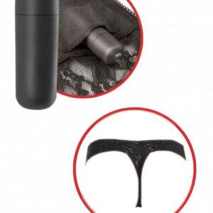Secret Panty vibratorsträngar i svart spets med mini vibrator
