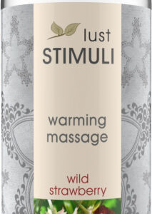 Flaska av Lust Massage Wild Strawberry värmande massageolja med smultronsmak