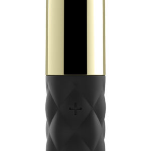 Elegant Mini Honey vibrator med guldigt lock och sammetslen rundad topp
