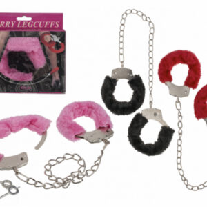 Furry Legcuffs metallvristfängsel med teddy-överdrag