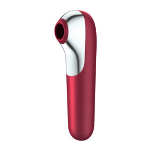 Satisfyer Dual Love Red vibrator och lufttrycksstimulator i röd silikon