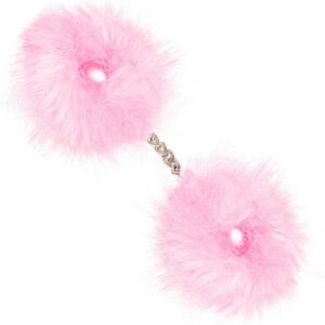 Fluffiga handbojor Fancy Cuffs med äkta fjädrar, silvrig kedja och hakar