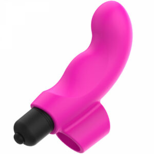 Pink Finger fingervibrator av sammetslent silikon med krökt form