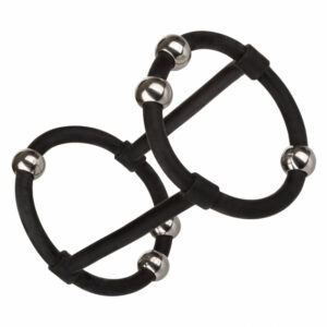 Beaded Dual Cage dubbelring penisring med pärlor och två ringar