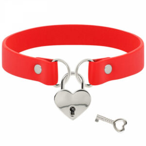 Choker Keys Heart i veganskt läder med hjärtlås och nyckel