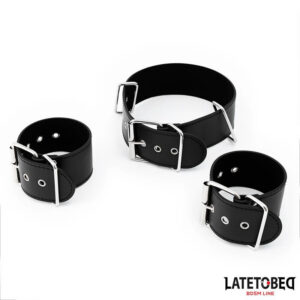 Neck & Wrist Cuff BDSM-halsband med två justerbara handbojor