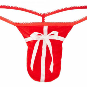 Paketet stringkalsong i 100% polyester med rosett och snöre