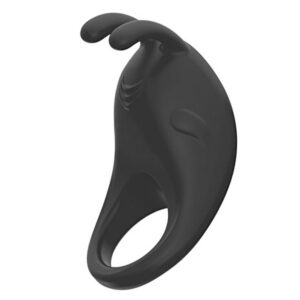 Vibrerande ring Black Brad i svart silikon med kanin-design