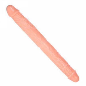 Dubbel Dong böjbar dubbeldildo i PVC med två huvuden och ådrigt skaft