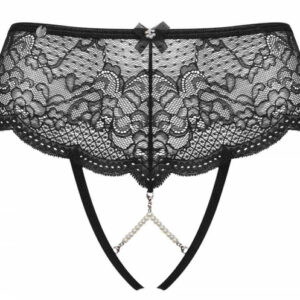 Sensuell spetsttrosa Pearllove M-L med avtagbara pärlband och spetsdetaljer