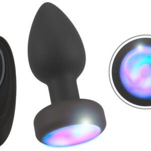 Fjärrstyrd LED-buttplug RC Flashing med vibration i klassisk konformad design