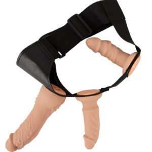 Strap-on Set för par med justerbar harness, två realistiska dildos och vibrator