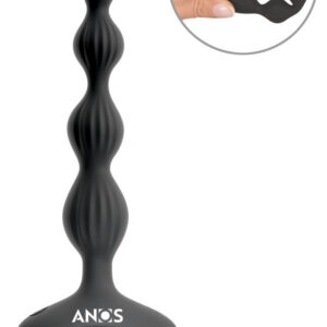 ANOS Flexible Anal Beads – set med fyra vibrerande analkulor i mjuk silikon med räffling
