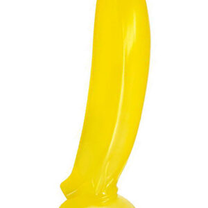 Fruktformad banan-dildo med väggmonterbar sugkopp för solo- och parlek