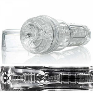 Transparent Fleshlight Go Torque masturbator med kompakt design och texturerad sleeve
