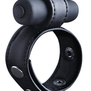Vibrerande penisring Leather Vibe Ring i läder med justerbara knappar