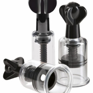 Tre cylinderformade suggpumpar FF Sucker Trio med vridmekanism i genomskinlig plast