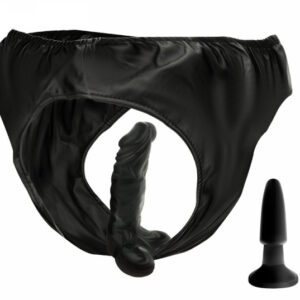 Underbyxor Secret Panty med inbyggd dildo, gjorda i konstläder