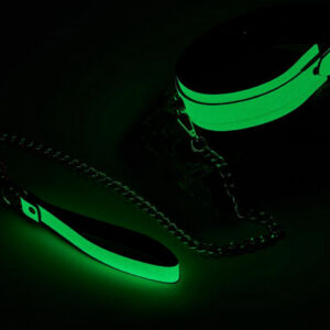 Självlysande metallhalsband Collar Glow med justerbar passform och koppel